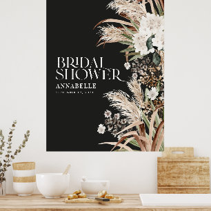 Poster Pluie de mariage pampas terre cuite moderne mousse