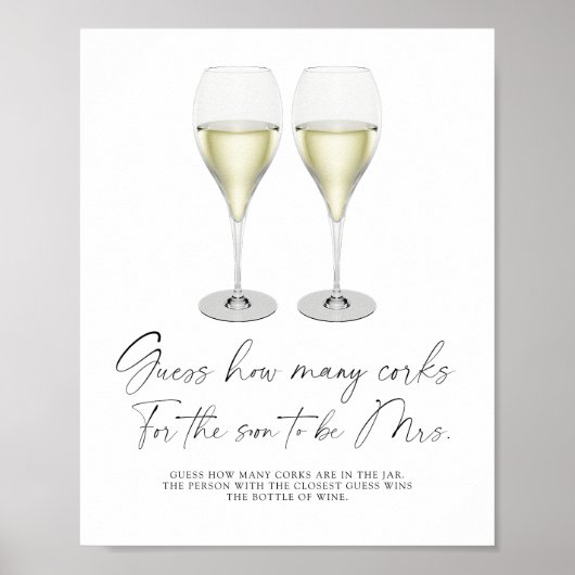 Poster Pluie de Mariée Devinez Combien de Bouchons (Devant)