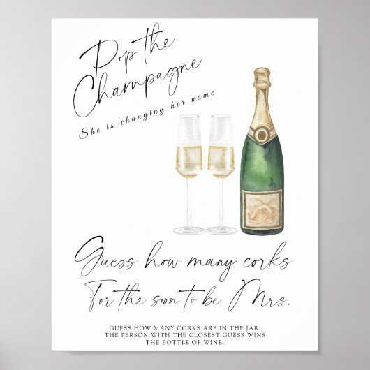 Poster Pluie de Mariée Devinez Combien de Bouchons (Devant)