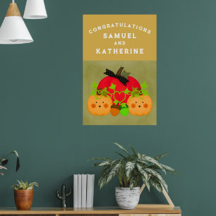 Poster Pluie de mariée Halloween d'automne Félicitations