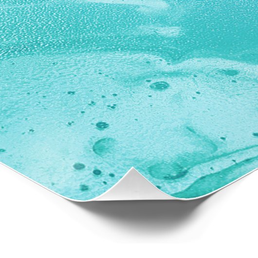 Poster Pluie de Parties scintillant turquoise sur marbre (Coin)