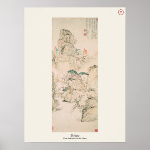 Poster Pluie et pins tordus - Shitao, Dynastie Qing