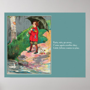 Poster Pluie, Pluie, Pars - Mère Goose Nurserme Rhyme