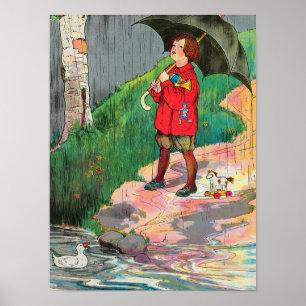 Poster Pluie, Pluie, Pars - Mère Goose Nurserme Rhyme