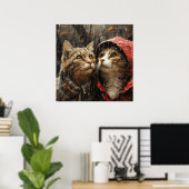 Poster pluie régulière sur les chats mignons (Bureau à domicile)
