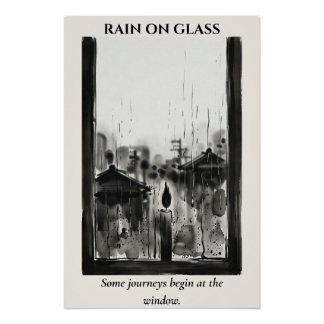 Poster Pluie sur Verre — Lavis d'Encre Sumi-e
