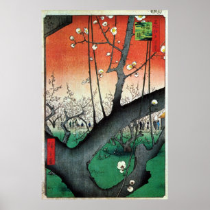 Poster Plum à fleurs, Hiroshige