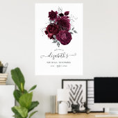 Poster Plum de Bourgogne et floral d'argent (Bureau à domicile)