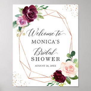 Poster Plum Purple Blush Floral Modern Bridal Shower Sign