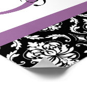 Poster Plum Purple Damask Monogramme Mariage Réception (Coin)