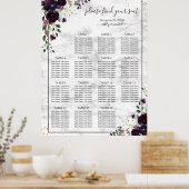 Poster Plum Purple Or Floral Marbre Mariage Siège (Cuisine)