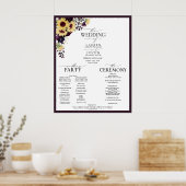 Poster Plum Purple Tournesol Aquarelle Programme de maria (Cuisine)