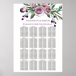 Poster Plum violet romantique Plum Mariage floral