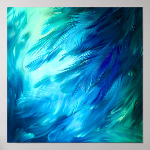 Poster Plume Abstrait Bleu Vert
