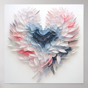 Poster Plume coloré en forme de coeur