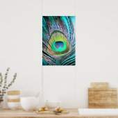 Poster Plume de paon sur Turquoise (Cuisine)
