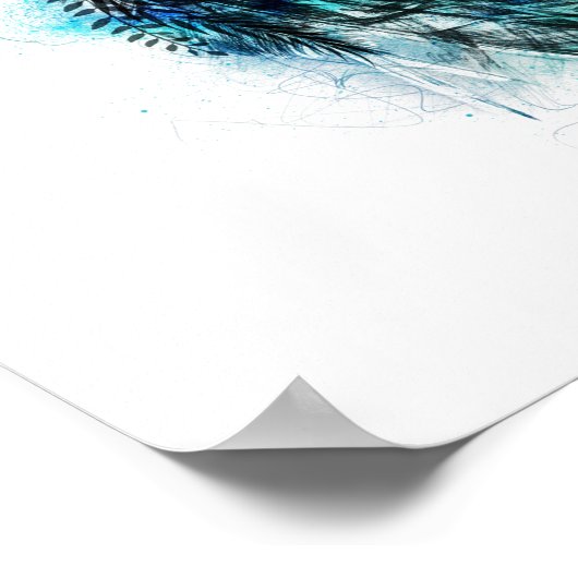 Poster Plume de queue d'oiseau-mouche à l'aquarelle (Coin)