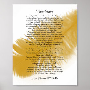 Poster Plume d'or "de choses désirées" de desiderata