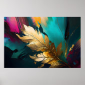 Poster Plume Dorée – Élégance Abstraite Luxueuse (Devant)