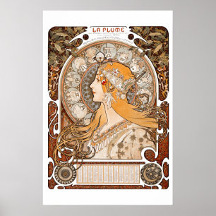 Poster Plume Zodiac Femme par Alphonse Mucha – Art Nouvea