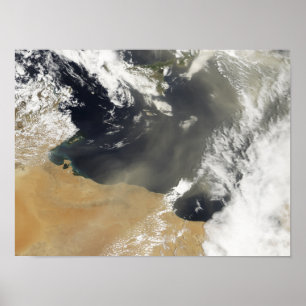 Poster Plumes de la poussière enlevant à l'air comprimé