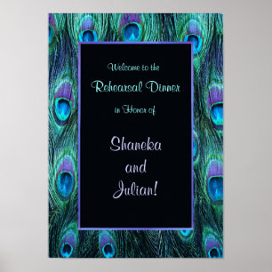 Poster Plumes de paon Dîner de répétition Imprimer