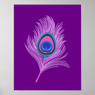 Poster Plumes de paon orchidée sur Amethyst violet