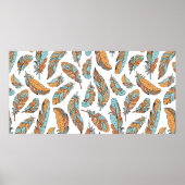 Poster Plumes décoratives motif sans soudure. Main dessin (Devant)