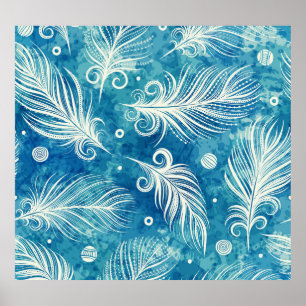 Poster Plumes dessinées à la main : Motif transparent