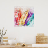 Poster Plumes d'oiseaux colorées (Cuisine)