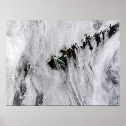 Poster Plumes du volcan Okmok, îles Aléoutiennes (Devant)