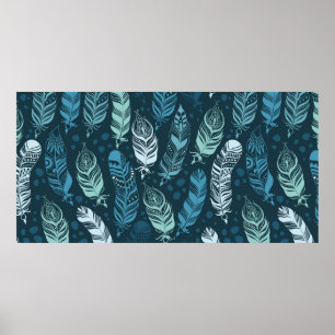 Poster Plumes ethniques motif transparent