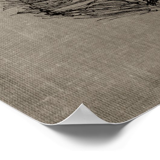 Poster Plumes n°3 avec Faux Linen Taupe Art (Coin)