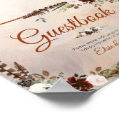 Poster Plumes rustiques de bois et fleurs florales (Coin)