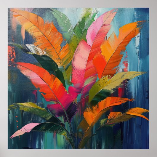 Poster Plumes tropicales – Abstraction botanique vibrante (Devant)