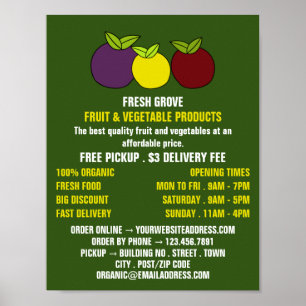 Poster Plums de fruits, Greengrocers Publicité