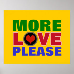 Poster plus d'amour s'il vous plaît typographie colorée