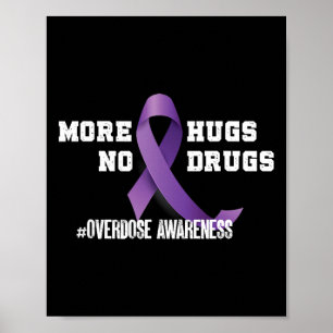 Poster Plus de câlins, pas de drogues, ruban violet, sens