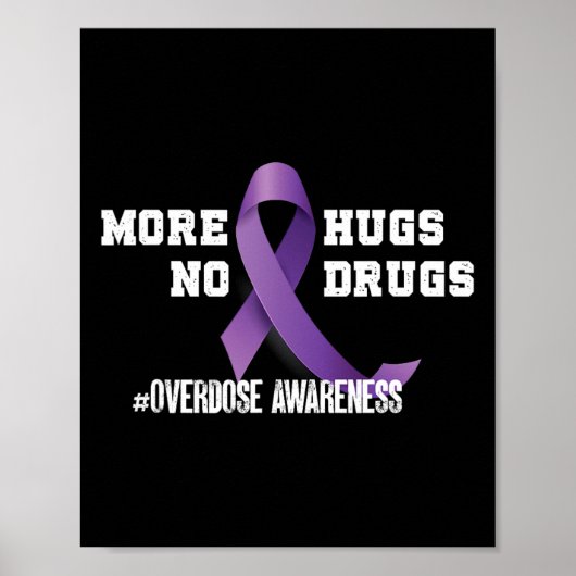 Poster Plus de câlins, pas de drogues, ruban violet, sens (Devant)