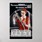 Poster Plus De Femmes Au Travail Plus Tôt Nous Gagnerons (Devant)
