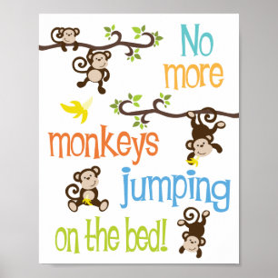 Poster Plus de singes sautant sur le lit