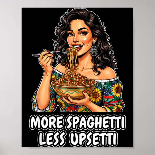 Poster Plus de Spaghetti Moins de Tee Upsetti Femmes Ital (Devant)