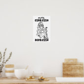 Poster Plus d'Espresso Moins de Dépresso Chat Art de Mur (Cuisine)