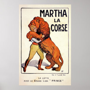 Poster Plus docile de lion vintage de Corse de La de