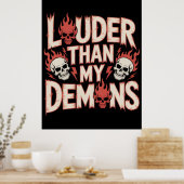 Poster Plus fort que mes démons : Crâne gothique et flamm (Cuisine)