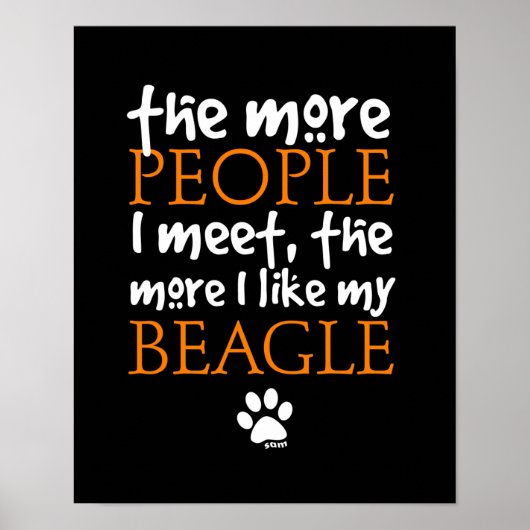 Poster Plus je rencontre de gens plus j'aime mon Beagle (Devant)