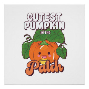 Poster plus mignon citrouille du jardin