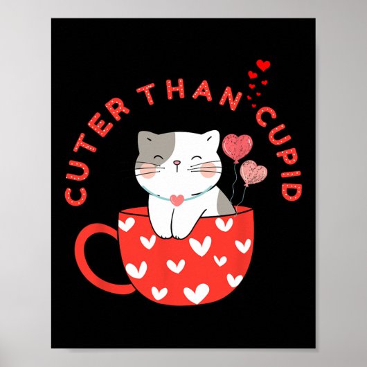 Poster Plus Mignon que Cupidon Kawaii Chat Dans Tasse Fou (Devant)