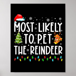 Poster Plus susceptible de caresser le renne amusant Noël