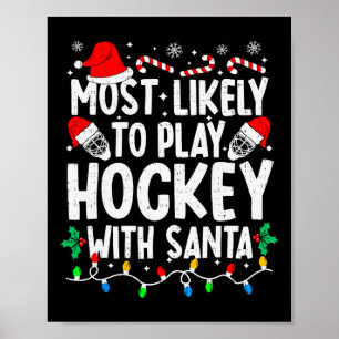Poster Plus susceptible de jouer au hockey avec Santa Mat